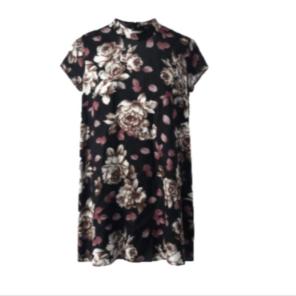 FForever 21 Women's Floral Mini Dress Sz S NWT Choker Neck Pockets Low Back - Picture 5 of 15